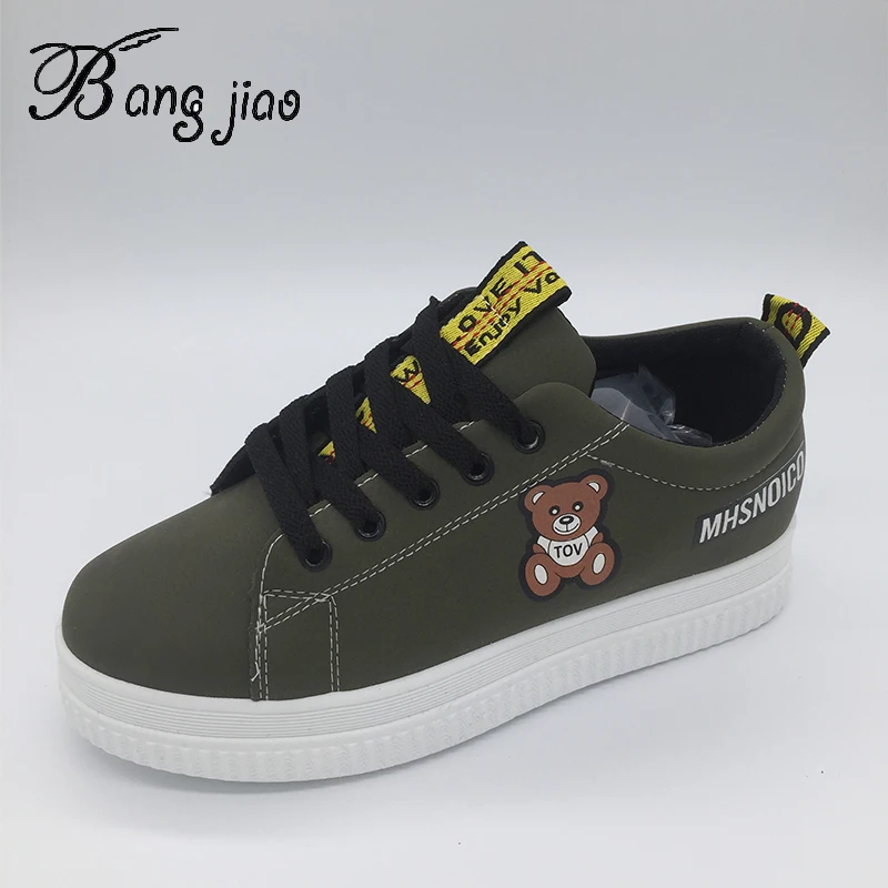 2019 Fashion Women Flats Sneakers Lace Up Cartoon Bear Casual Shoes for Woman Ladies Comfortable PU Leather Women Shoes tenis
2019 Fashion Women Flats Sneakers Lace Up Cartoon Bear Casual Shoes for Woman Ladies Comfortable PU Leather Women Shoes tenis