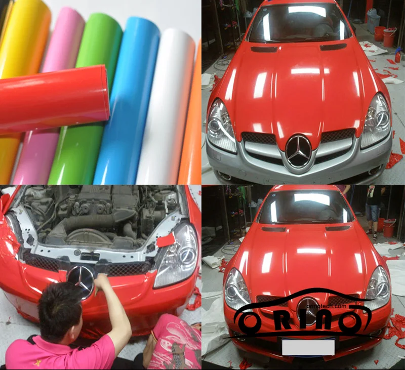 

10/20/30/40/50X152CM Glossy Red Vinyl Film Sticker Gloss Car Wrap Foil Decal For Car Motorcycle Scooter Wrapping Air Bubble Free