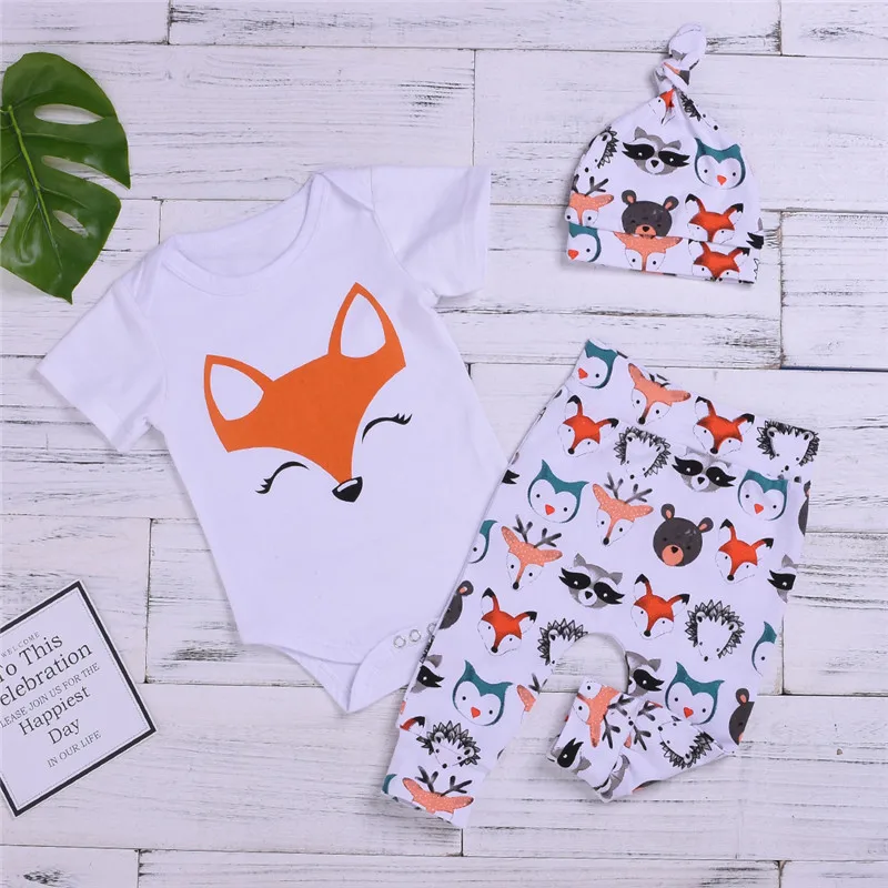 Baby Clothing Toddler Baby Girl Boy Clothes Cartoon Fox Print Tops Body Suits Romper Pants Hat 2pcs Outfits Clothes Bebe Set
Baby Clothing Toddler Baby Girl Boy Clothes Cartoon Fox Print Tops Body Suits Romper Pants Hat 2pcs Outfits Clothes Bebe Set