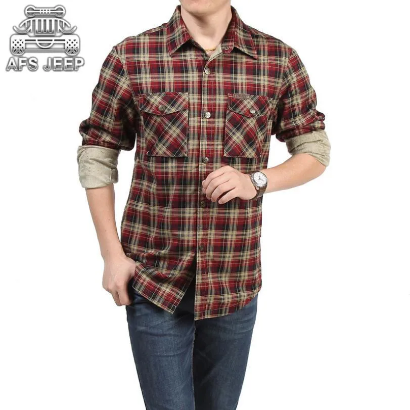 Plaid Wool Shirts Loose Plus Size Military Cargo Casual Mens Long Sleeve camisa masculina For AFS JEEP Male Clothing Men Shirt
Plaid Wool Shirts Loose Plus Size Military Cargo Casual Mens Long Sleeve camisa masculina For AFS JEEP Male Clothing Men Shirt