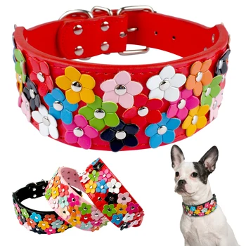 2 inch Wide Flower Studded Leather Dog Collar Pink Pet Collars Necklace For Medium and Large Dogs M L XL Black Red
2 inch Wide Flower Studded Leather Dog Collar Pink Pet Collars Necklace For Medium and Large Dogs M L XL Black Red