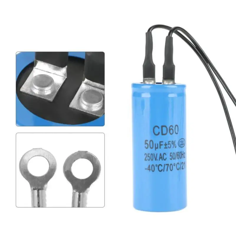 250V AC 50uF 50/60Hz CD60 Run Capacitor Run Capacitor with Wire Lead for Motor Air Compressor Motor Capacitor
250V AC 50uF 50/60Hz CD60 Run Capacitor Run Capacitor with Wire Lead for Motor Air Compressor Motor Capacitor