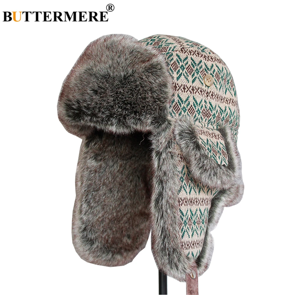 BUTTERMERE Russian Bomber Hat Men Knitted Fur Cap Women Brand Winter Brown Green Pilot Hat with Ears Soft Thick Outdoor Hats
BUTTERMERE Russian Bomber Hat Men Knitted Fur Cap Women Brand Winter Brown Green Pilot Hat with Ears Soft Thick Outdoor Hats