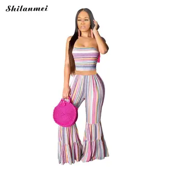 Sexy Strapless Striped Womens Jumpsuit Two Piece Set Boho Jumpsuit Boot Cut Backless Summer Loose Rompers Party Bodysuit Femme
Sexy Strapless Striped Womens Jumpsuit Two Piece Set Boho Jumpsuit Boot Cut Backless Summer Loose Rompers Party Bodysuit Femme