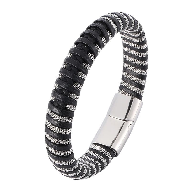 New Trend Men Punk Mixed Braided Leather Bracelet for Men Stainless Steel Magnetic Clasp bracelet Fashion Bangles Gifts BB0400
New Trend Men Punk Mixed Braided Leather Bracelet for Men Stainless Steel Magnetic Clasp bracelet Fashion Bangles Gifts BB0400
