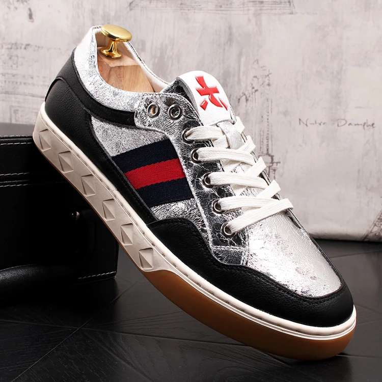 Men Hip Hop Casual Shoes Man Leather Gold Silver Fashion sneakers Male British style wild breathable shoes Party Lace Up Shoes
Men Hip Hop Casual Shoes Man Leather Gold Silver Fashion sneakers Male British style wild breathable shoes Party Lace Up Shoes