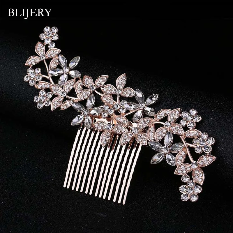 BLIJERY Large Rose Gold Color Crystal Flower Wedding Hair Combs Women Long Hair Accessories Bridal Headpiece Brides Hair Jewelry 
BLIJERY Large Rose Gold Color Crystal Flower Wedding Hair Combs Women Long Hair Accessories Bridal Headpiece Brides Hair Jewelry