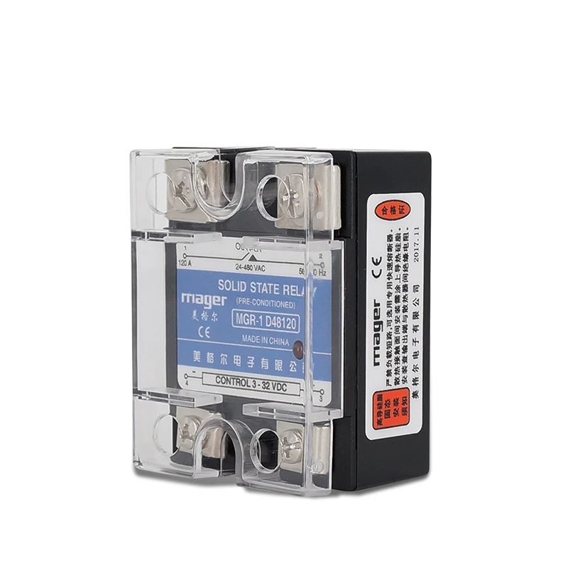 120A SSR-120A MGR-1 D48120 Single Phase Solid State Relay 3-32VDC 24-480VAC Control current 3-35mADC with Protective covers
120A SSR-120A MGR-1 D48120 Single Phase Solid State Relay 3-32VDC 24-480VAC Control current 3-35mADC with Protective covers