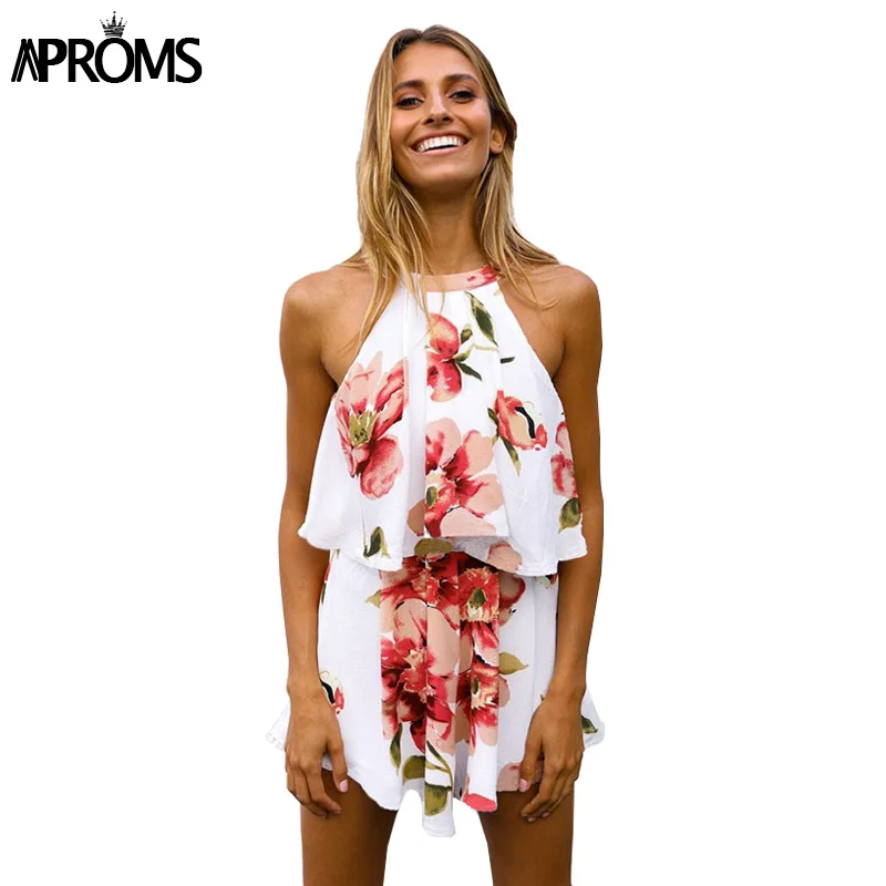 Aproms Elegant Summer Boho Flower Print Chiffon Romper Women Jumpsuit Casual Sleeveless Short Playsuit Beach 2 Piece Set Overall
Aproms Elegant Summer Boho Flower Print Chiffon Romper Women Jumpsuit Casual Sleeveless Short Playsuit Beach 2 Piece Set Overall