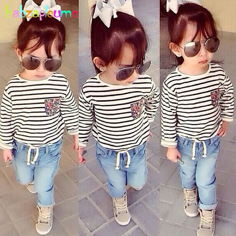 2PCS/2-8Years/Spring Autumn Toddler Clothes Cotton Long Sleeve Stripe Baby Girls T-shirt+Kids Jeans Children Clothing Set BC1602
2PCS/2-8Years/Spring Autumn Toddler Clothes Cotton Long Sleeve Stripe Baby Girls T-shirt+Kids Jeans Children Clothing Set BC1602