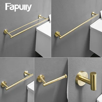 Faplully Brushed Gold Bathroom Accessories Set T-shaped Designed Toilet Paper Holder Toilet Brush Holder Wall Mounted Hardware 
Faplully Brushed Gold Bathroom Accessories Set T-shaped Designed Toilet Paper Holder Toilet Brush Holder Wall Mounted Hardware