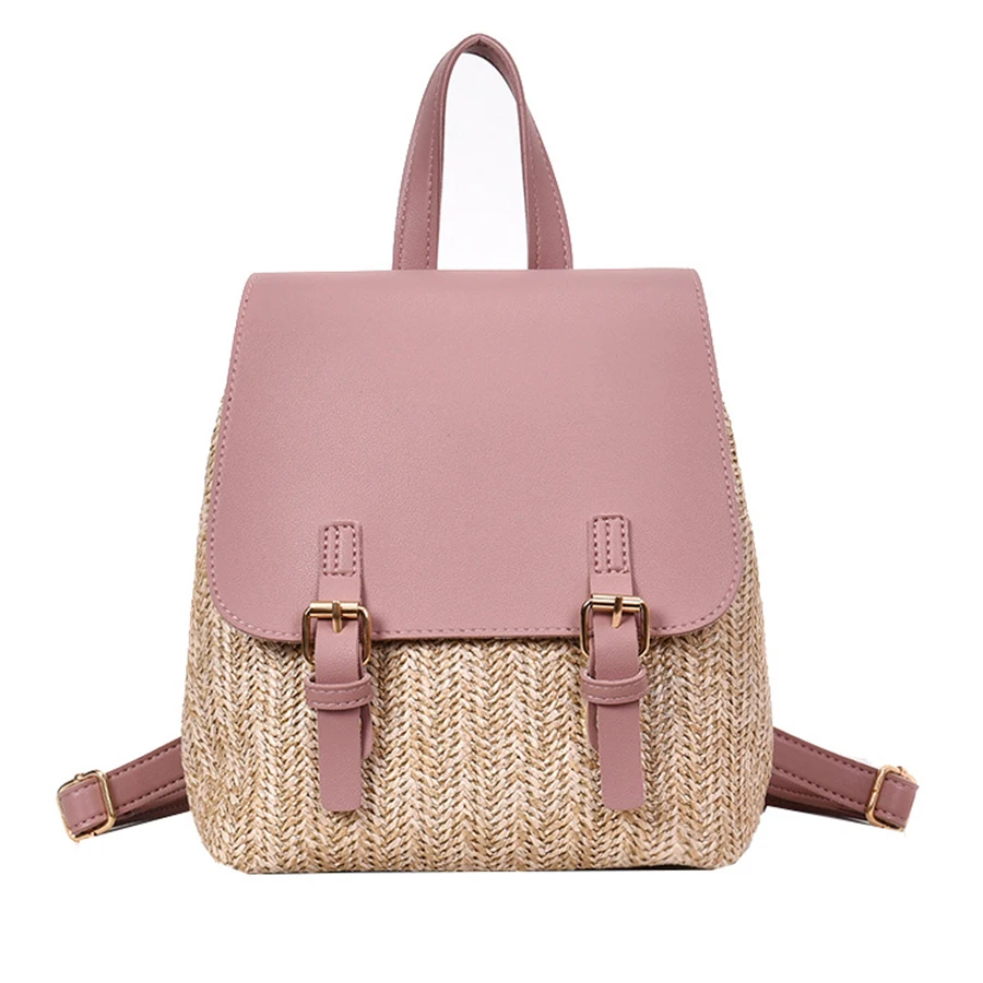 Fashion PU Leather Straw Backpack Women Cute Black Pink Rattan Small Backpacks Girl Travel Rucksack Mochila Mujer Dropshipping
Fashion PU Leather Straw Backpack Women Cute Black Pink Rattan Small Backpacks Girl Travel Rucksack Mochila Mujer Dropshipping