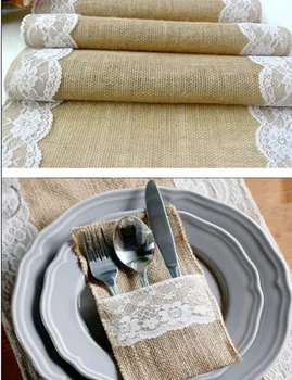 burlap and lace table runners for wedding/ silverware Cutlery Pocket for wedding table decoration(1 table runner+10pocket)
burlap and lace table runners for wedding/ silverware Cutlery Pocket for wedding table decoration(1 table runner+10pocket)