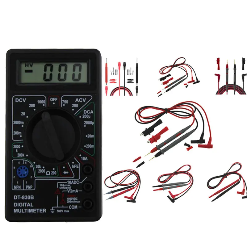 DT-830B Digital Multimeter Alligator Crocodile Test Lead Clamps Voltage Test Clip Clamps Probes Multimeter Tester Meter Probe
DT-830B Digital Multimeter Alligator Crocodile Test Lead Clamps Voltage Test Clip Clamps Probes Multimeter Tester Meter Probe