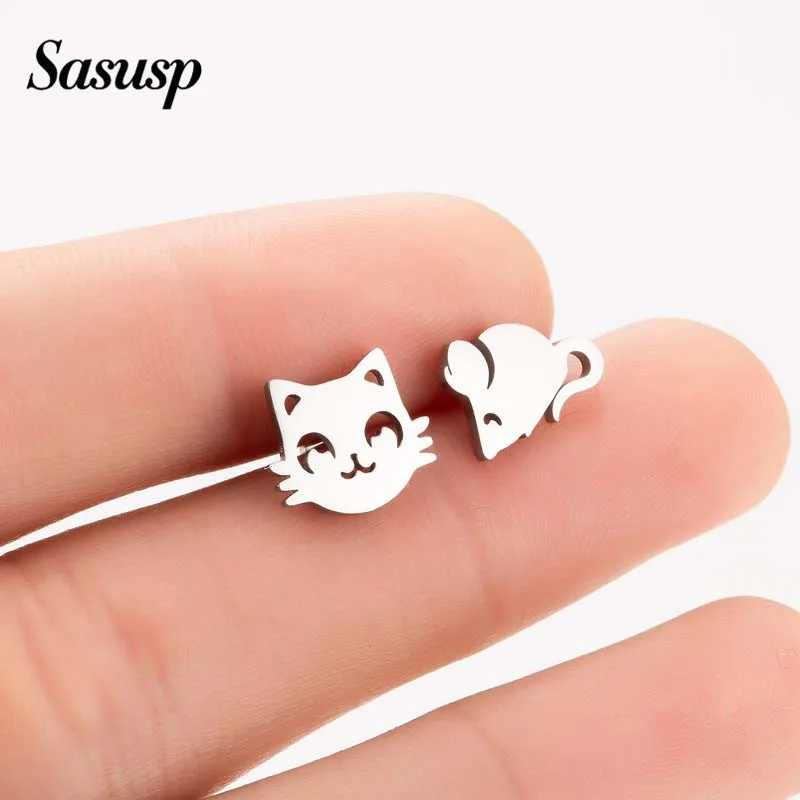 Cartoon Mickey Cat Stud Earrings Kids Asymmetry Earrings Stainless Steel Animal Jewelry Teen's Everyday Mouse Pendientes mujer
Cartoon Mickey Cat Stud Earrings Kids Asymmetry Earrings Stainless Steel Animal Jewelry Teen's Everyday Mouse Pendientes mujer