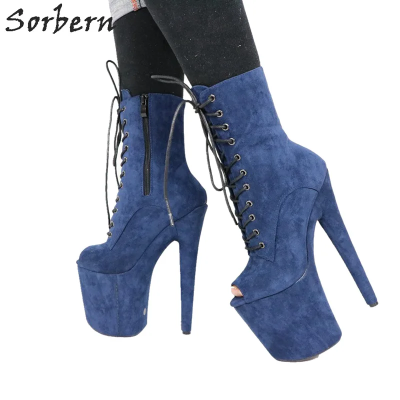 Sorbern Blue Ankle Boots For Women Peep Toe Extreme Heels Exotic Pole Dance Heels Booties Females Sexy Fetish Footwear Custom
Sorbern Blue Ankle Boots For Women Peep Toe Extreme Heels Exotic Pole Dance Heels Booties Females Sexy Fetish Footwear Custom