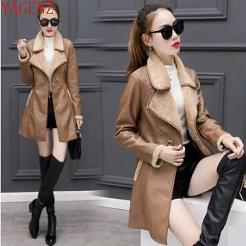 Temperament Woman Tops Autumn And Winter Clothes PU leather coat New product Medium length Large sizeKorea Women clothing 856
Temperament Woman Tops Autumn And Winter Clothes PU leather coat New product Medium length Large sizeKorea Women clothing 856