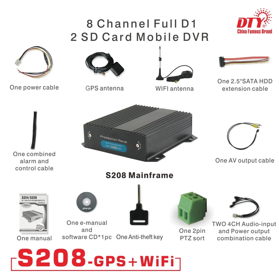 8CH CCTV DVR KIT, CCTV DVR built in GPS, S208GW(s208+GPS+WIFI) + 8 pcs M6501 cameras
8CH CCTV DVR KIT, CCTV DVR built in GPS, S208GW(s208+GPS+WIFI) + 8 pcs M6501 cameras