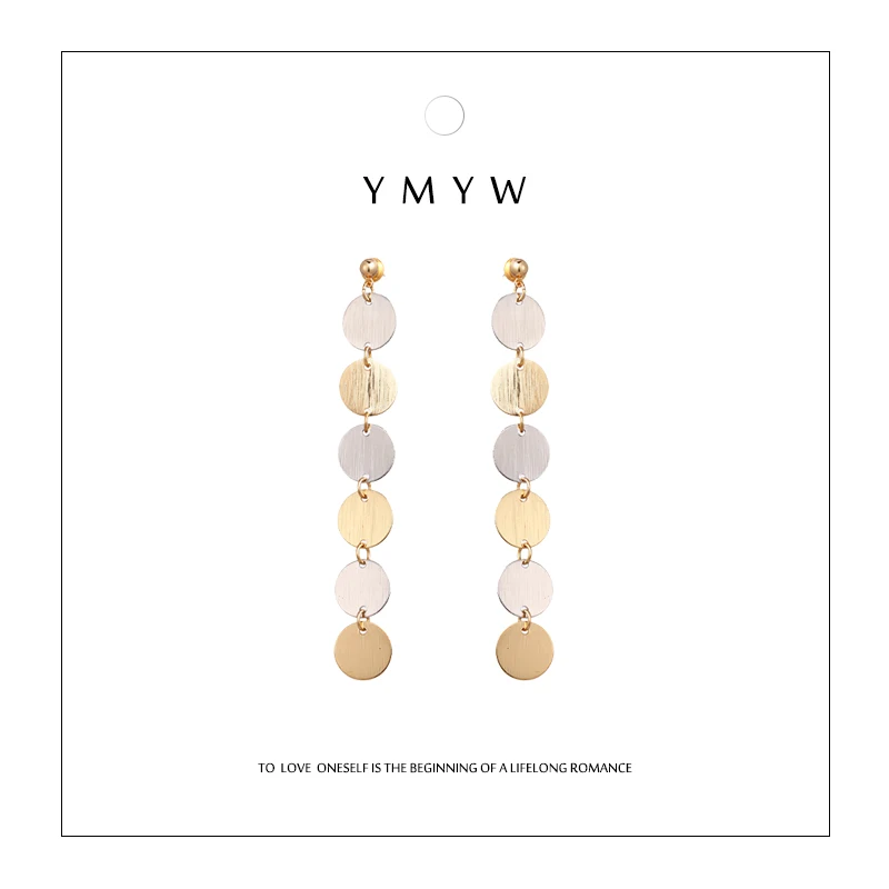 YMYW Fashion Colorful Chain Coin Long Dangle Drop Earrings Round Lovely Charm Statement D'oreille Pendante Femmes Gift Jewelry
YMYW Fashion Colorful Chain Coin Long Dangle Drop Earrings Round Lovely Charm Statement D'oreille Pendante Femmes Gift Jewelry