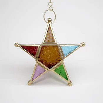 Five-pointed Star Candle Holder Moroccan Style Hanging Glass Metal Lantern XHC88
Five-pointed Star Candle Holder Moroccan Style Hanging Glass Metal Lantern XHC88