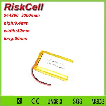 Free shipping 3.7V 3000mah 944260 Lithium Polymer Li-Po Rechargeable Battery For Mp3 MP4 MP5 GPS PSP mobile Pocket PC e-books
Free shipping 3.7V 3000mah 944260 Lithium Polymer Li-Po Rechargeable Battery For Mp3 MP4 MP5 GPS PSP mobile Pocket PC e-books