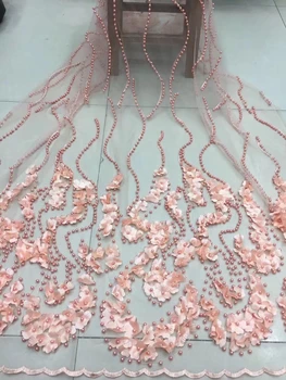 Peach beaded lace fabric, 3D lace dress, beautiful women's African lace fabric FJ2808
Peach beaded lace fabric, 3D lace dress, beautiful women's African lace fabric FJ2808