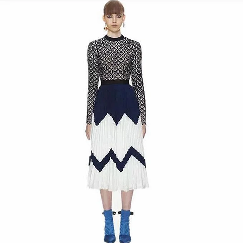Self Portrait Fall Long Dress Hollow out Embroidery Lace Dress Women Long Sleeve Hit Color Patchwork Chiffon Pleated Dress
Self Portrait Fall Long Dress Hollow out Embroidery Lace Dress Women Long Sleeve Hit Color Patchwork Chiffon Pleated Dress