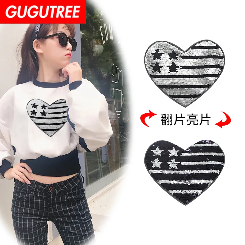 GUGUTREE embroidery Sequins big love heart patches usa patches badges applique patches for clothing XC-182
GUGUTREE embroidery Sequins big love heart patches usa patches badges applique patches for clothing XC-182