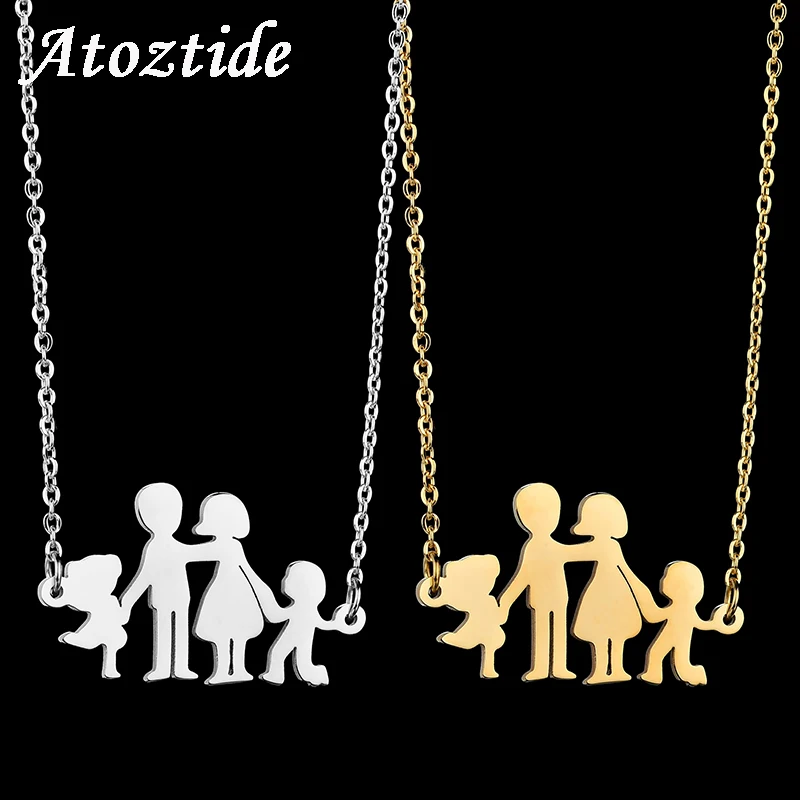 Atoztide Lovely Stainless Steel Cartoon Boy Girl Mom Dad Family Necklace Figure Parents Son Daughter Love Chain Necklace
Atoztide Lovely Stainless Steel Cartoon Boy Girl Mom Dad Family Necklace Figure Parents Son Daughter Love Chain Necklace
