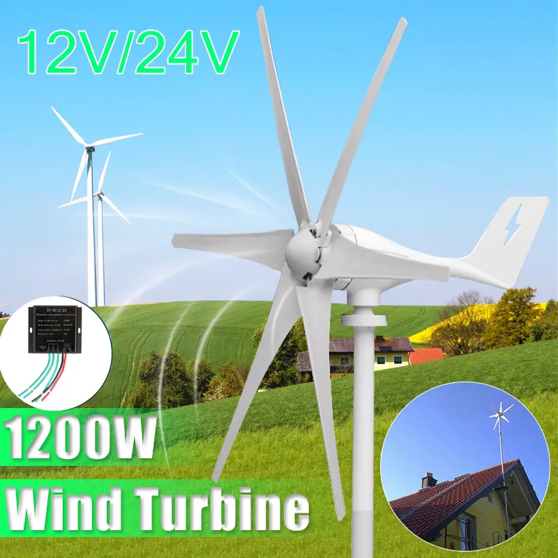1200W 12V/24V Wind Turbines+Controller 6 Blades Miniature Residential Home Wind Turbines Generator for Home or Camping
1200W 12V/24V Wind Turbines+Controller 6 Blades Miniature Residential Home Wind Turbines Generator for Home or Camping