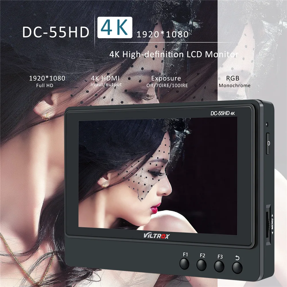 Viltrox DC-55HD 5.5'' 4K 1920x1080 IPS HD LCD Camera Video Monitor Display HDMI AV Input for Canon Nikon SONY DSLR BMPCC 5DIV
Viltrox DC-55HD 5.5'' 4K 1920x1080 IPS HD LCD Camera Video Monitor Display HDMI AV Input for Canon Nikon SONY DSLR BMPCC 5DIV