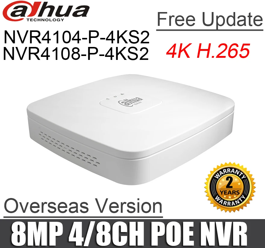 Dahua poe nvr NVR4104-P-4KS2 NVR4108-P-4KS2 4ch 8ch Smart 1U Mini NVR 1080P NVR with 4 POE Ports network video recorder
Dahua poe nvr NVR4104-P-4KS2 NVR4108-P-4KS2 4ch 8ch Smart 1U Mini NVR 1080P NVR with 4 POE Ports network video recorder