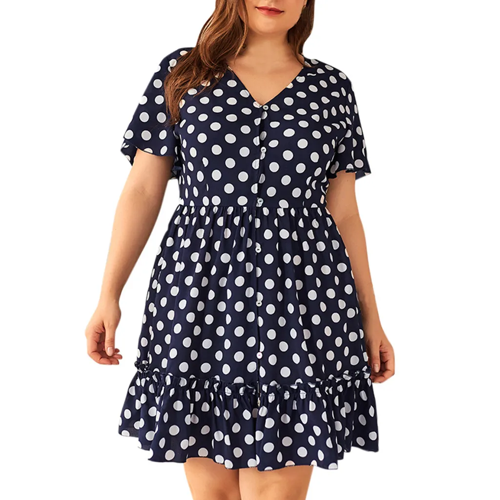 Plus Size Summer Dress For Women Bohemian Polka Dot Print Ruffles Mini Dresses Casual Short Sleeve V Neck High Waist Vestidos
Plus Size Summer Dress For Women Bohemian Polka Dot Print Ruffles Mini Dresses Casual Short Sleeve V Neck High Waist Vestidos