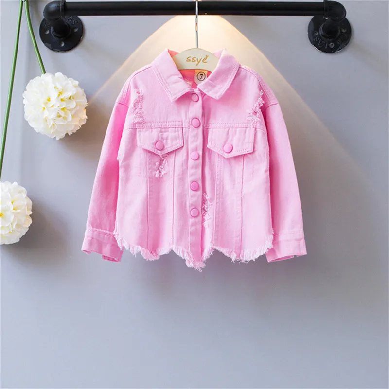 

Colorful Childhood Casual Baby Girls Coats New Autumn Tops toddler Kids denim Jacket Outerwear Children Clothing Christmas