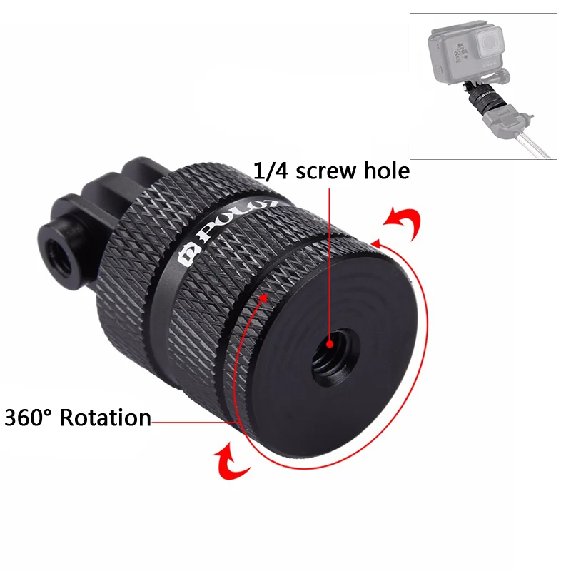 CNC Aluminum Tripod Adapter Mount 360 Degree Rotation Base with 1/4 hole for GoPro Hero 7 6 5 4 3+ SJCAM Xiaomi YI EKNE Camera 
CNC Aluminum Tripod Adapter Mount 360 Degree Rotation Base with 1/4 hole for GoPro Hero 7 6 5 4 3+ SJCAM Xiaomi YI EKNE Camera