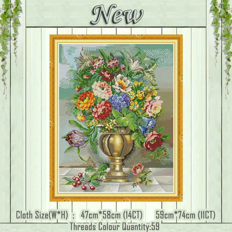 Oil painting flowers vase decor painting counted printed on the canvas DMC 11CT 14CT kits Cross Stitch Embroidery needlework Set 
Oil painting flowers vase decor painting counted printed on the canvas DMC 11CT 14CT kits Cross Stitch Embroidery needlework Set