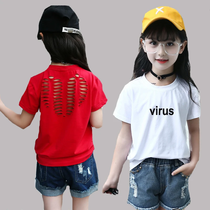 Children T-Shirts For Girls Clothing Short Sleeve Letters Kids Tops Summer Hallow Out Girls Tees 4 6 8 10 12 Years Brand Costume
Children T-Shirts For Girls Clothing Short Sleeve Letters Kids Tops Summer Hallow Out Girls Tees 4 6 8 10 12 Years Brand Costume
