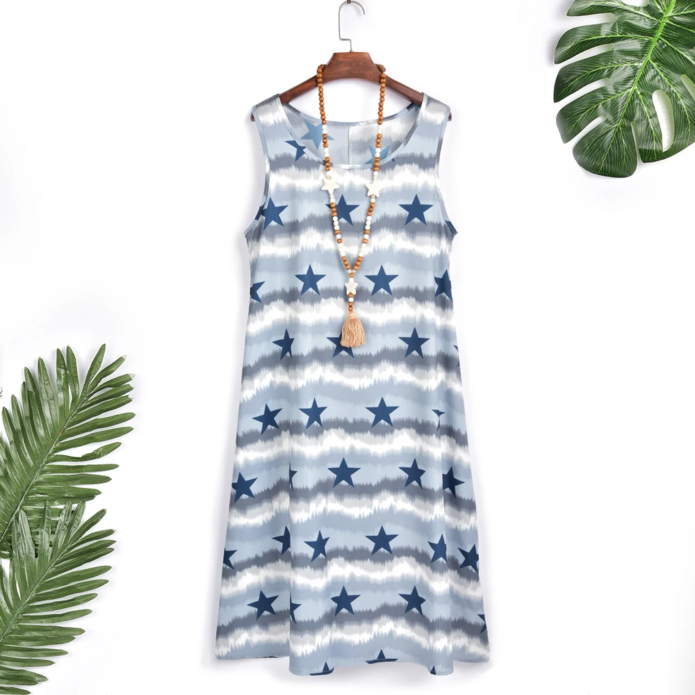 Summer Dress Sleeveless Fashion Star Stripe Print O Neck Women Dress Casual Loose Women Beach Boho Dress Plus Size vestidos D30
Summer Dress Sleeveless Fashion Star Stripe Print O Neck Women Dress Casual Loose Women Beach Boho Dress Plus Size vestidos D30
