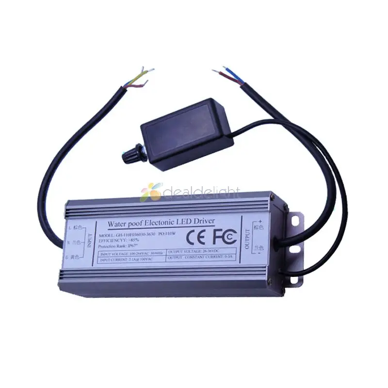 Dimmable étanche 50 W High Power DEL Driver DC30-36V 1500 mA avec variateur