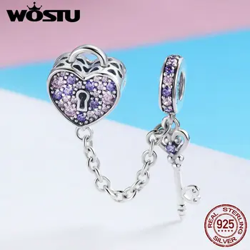 WOSTU 925 Sterling Silver Key of Heart Lock Crystal CZ Chain Beads Charms fit Bracelet & Bangle Women Fashion Jewelry FIC772
WOSTU 925 Sterling Silver Key of Heart Lock Crystal CZ Chain Beads Charms fit Bracelet & Bangle Women Fashion Jewelry FIC772