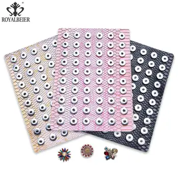 

18mm Snap Buttons Display Stand For 60pcs/Set Snaps Button Soft Emulate Crocodile Leather Display Stand Fit DIY Charm jewellery