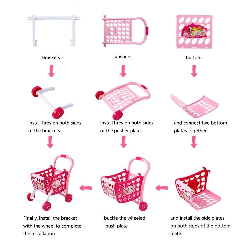 Intelligent Induction Light Music Shopping Cart Toy Children Simulated Supermarket Trolley Fruit And Vegetables Trolley Toy