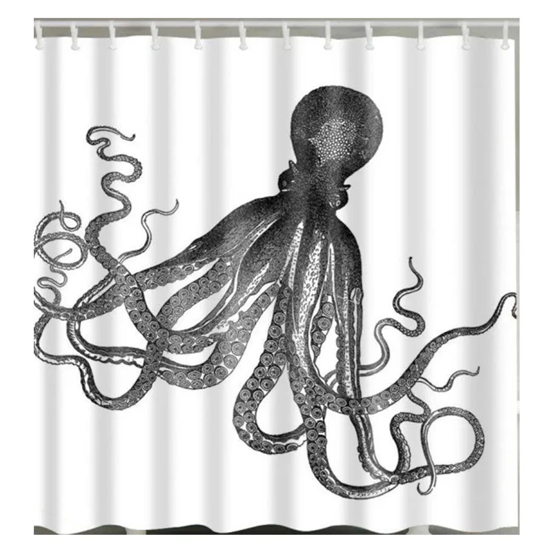 Vintage Black Octopus White Background Bathroom Shower Curtain Set Funny 3D Octopus Curtain for Bathroom Bathtub Polyester Hooks
Vintage Black Octopus White Background Bathroom Shower Curtain Set Funny 3D Octopus Curtain for Bathroom Bathtub Polyester Hooks