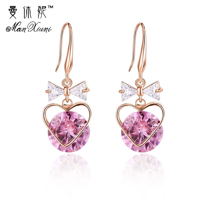 Manxiuni Fashion Gold Colored Cubic zirconia Dangle Earrings Bow Drop Lovely Heart Pendientes Bowknot Earring For Women Jewelry
Manxiuni Fashion Gold Colored Cubic zirconia Dangle Earrings Bow Drop Lovely Heart Pendientes Bowknot Earring For Women Jewelry