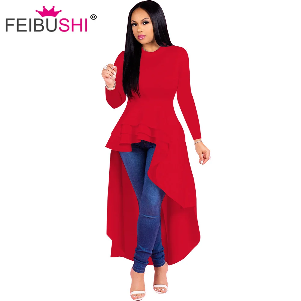 FEIBUSHI 2018 autumn winter Long-sleev dress for women 's High Low Peplum Dress Front Lotus Leaf Edge dress Leisure party dress
FEIBUSHI 2018 autumn winter Long-sleev dress for women 's High Low Peplum Dress Front Lotus Leaf Edge dress Leisure party dress