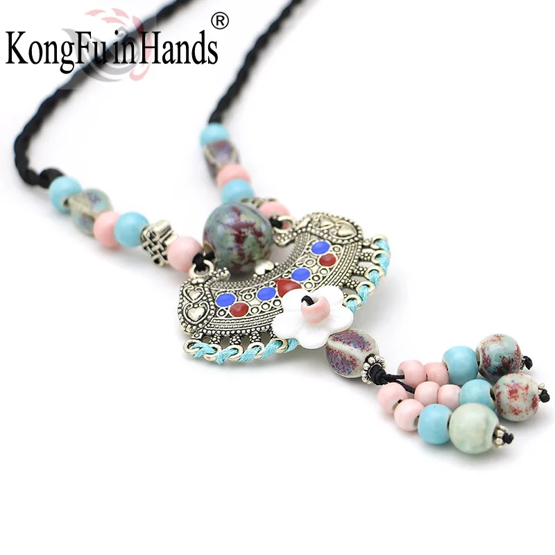 

kongfu in hands ethnic multicolour tassel Long necklace New arrival vintage friendship gift patry accessories free shipping