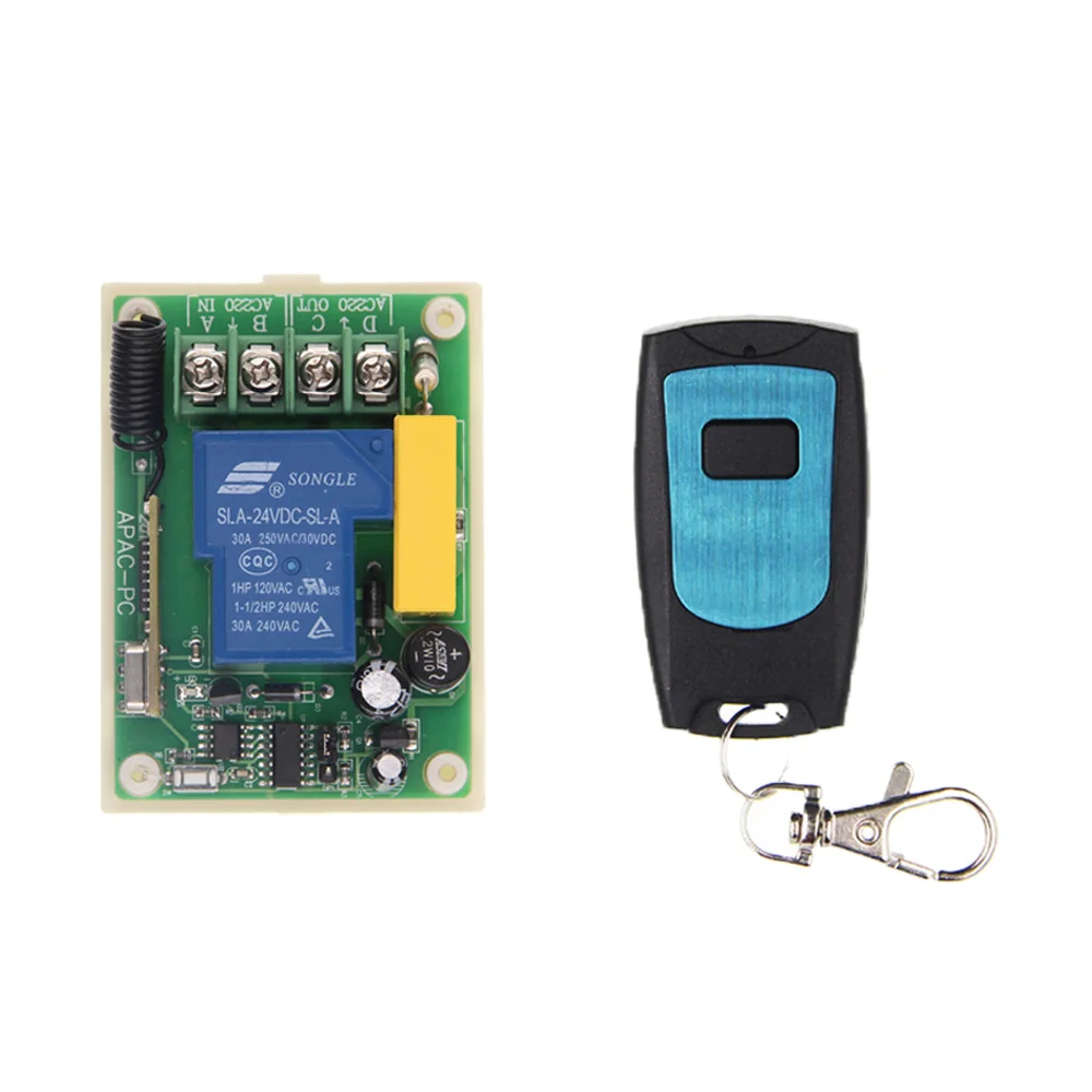 AC 220V 30A Relay 1 CH 1CH RF Wireless Remote Control Switch System,315/433 MHz,Waterproof Transmitter + Receiver
AC 220V 30A Relay 1 CH 1CH RF Wireless Remote Control Switch System,315/433 MHz,Waterproof Transmitter + Receiver