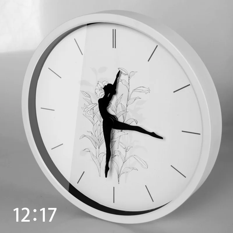 Dance Ballet Girl Personality Wall Clock Creative Modern Design Home Art Watch Silent 12