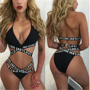 Women Bikini 2019 Love Letter Push Up Bras Set Bandage Cross Halter Swimsuits Sexy Triangle Thong Suit Women Beach Bathing Suit
Women Bikini 2019 Love Letter Push Up Bras Set Bandage Cross Halter Swimsuits Sexy Triangle Thong Suit Women Beach Bathing Suit