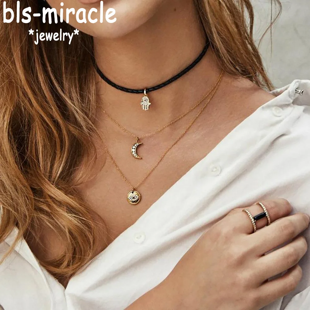 Bls-miracle Boho Moon Multi Layer Pendant Necklace for Women 2018 Bohemian Sun Necklaces Vintage Fashion Collar Costume Jewelry
Bls-miracle Boho Moon Multi Layer Pendant Necklace for Women 2018 Bohemian Sun Necklaces Vintage Fashion Collar Costume Jewelry